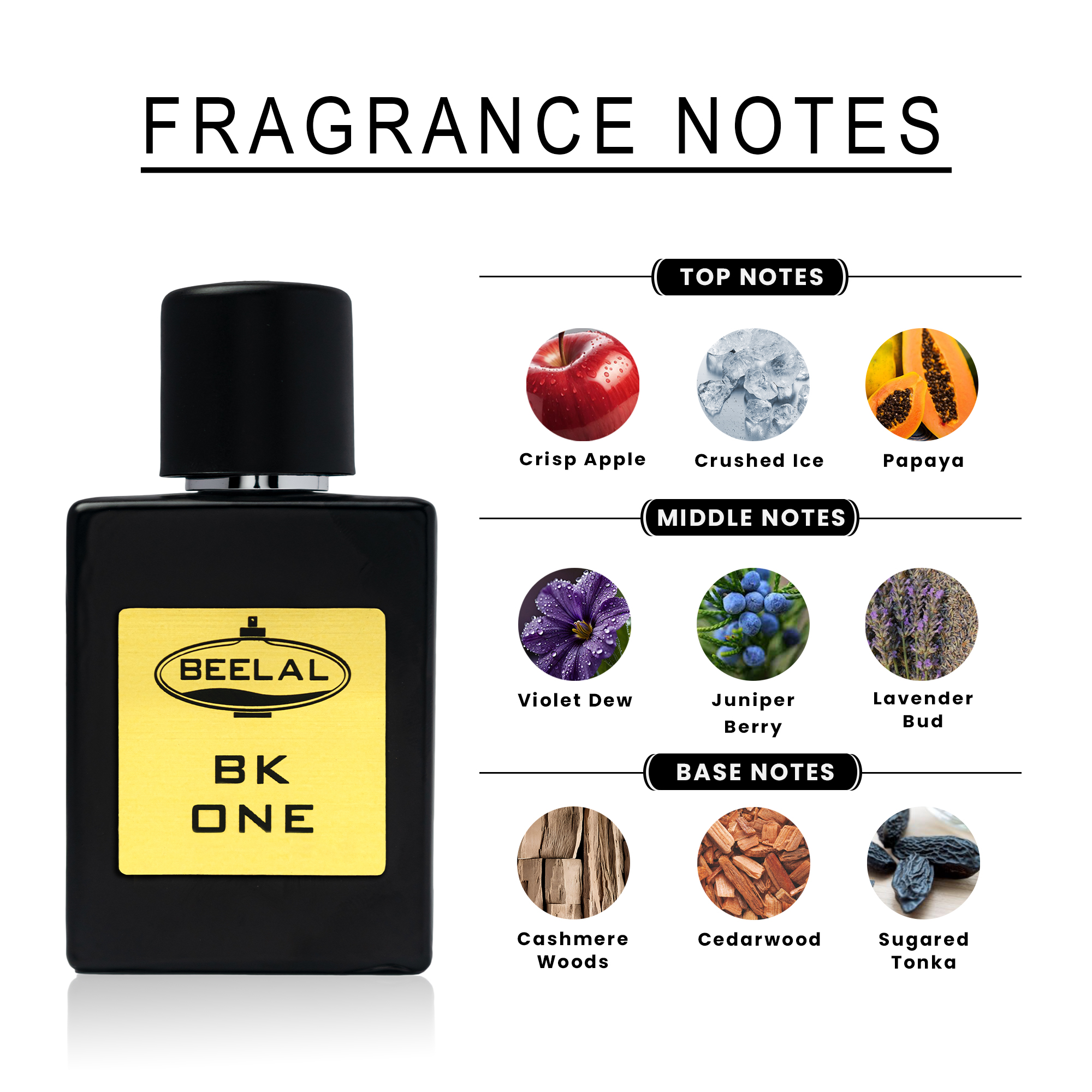 BEELAL PERFUMES BK ONE Perfume | Long Lasting Fragrance For Man & Women Arabic Woody Scent, Spicy, Floral, & Fruity, Woody Notes | Extrait De Parfum, | Ideal Gift for Him & Her | 50ML Alcohol Free